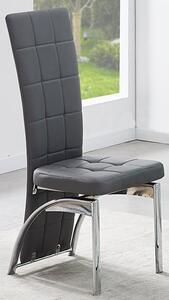 Ravenna Faux Leather Dining Chair In Grey With Chrome Legs