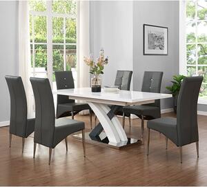 Axara Small Extending Grey Dining Table 6 Vesta Grey Chairs