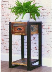 London Urban Chic Wooden Plant Stand Or Lamp Table With 1 Drawer