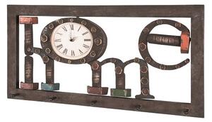 Marisa Wall Mount Coat Rack In Vintage With 5 Hooks And Clock