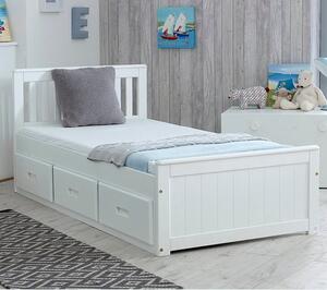 Mission Storage Single Bed In White With 3 Drawers