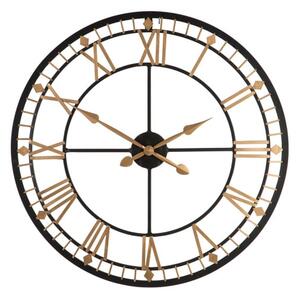 Adney Round Wall Clock In Black And Gold Metal Frame