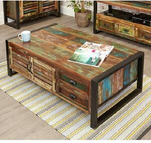 London Urban Chic Wooden Storage Coffee Table With 4 Doors