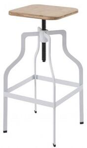 Staffin Bar Stool In White With Wooden Seat