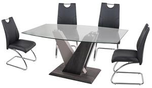 Alexa Glass Dining Table Rectangular With 4 Eva Black Chairs