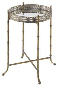 Rivera Mirrored Large Side Table Round In Gold Metal