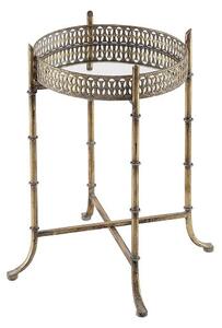 Rivera Mirrored Side Table Round In Gold Metal