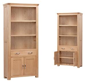 Empire Wooden High Bookcase With 2 Doors And 2 Drawers