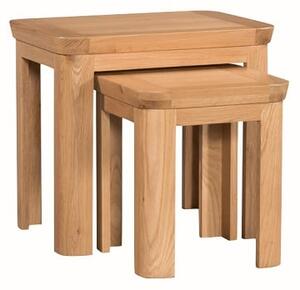 Empire Wooden Nest Of Tables In Solid Oak And Veneer