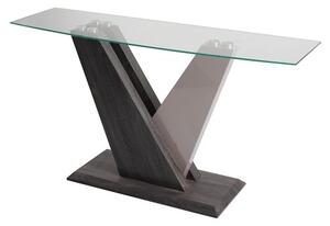 Alexa Glass Console Table In Dark Grey And Champagne High Gloss