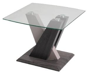 Alexa Glass End Table In Dark Grey And Champagne High Gloss