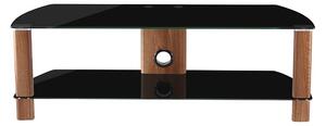 Clevedon Small Black Glass TV Stand With Walnut Frame