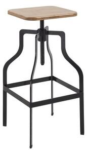 Staffin Bar Stool In Black With Wooden Seat