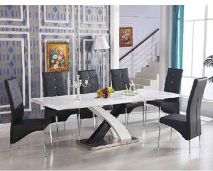 Axara Large Extending Black Dining Table 6 Vesta Black Chairs