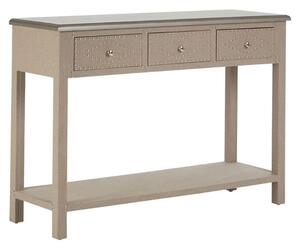 Intercrus Wooden Console Table With 3 Drawers In Stone Linen