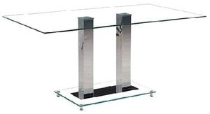 Jet Large Clear Glass Dining Table With Chrome Supports