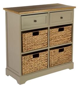 Varmora Wooden Chest Of 6 Drawers In Oak And Grey