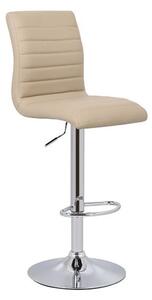 Ripple Faux Leather Bar Stool In Stone With Chrome Base