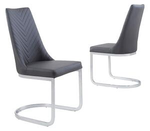 Roxy Grey Faux Leather Dining Chairs In Pair