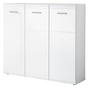 Adrian Large Shoe Cabinet In White Gloss Fronts With 3 Doors