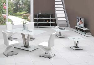 V White Glass Dining Table Only