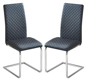 Ronn Black Faux Leather Dining Chairs With Chrome Legs In Pair