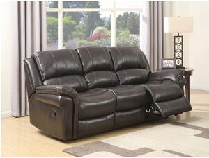 Claton Recliner 3 Seater Sofa In Brown Faux Leather