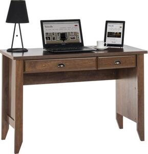 Laramie Wooden Laptop Desk With 2 Drawers In Oiled Oak