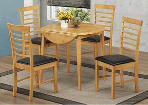 Rivero Drop Leaf Dining Table Round In Light Oak And 4 Chairs