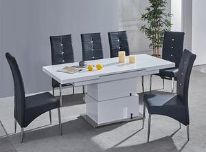 Elgin Convertible White Gloss Dining Table 6 Vesta Black Chairs