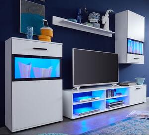 Polar Living Room Furniture Set In White With LED Lighting