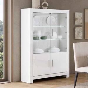 Lorenz High Gloss Display Cabinet 2 Doors In White And LED