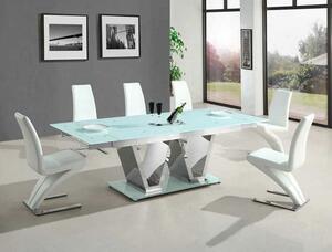 Nico Extending Glass Dining Table With 6 White Dining Chairs