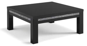 Regal High Gloss Coffee Table Square In Black With Crystal Effect