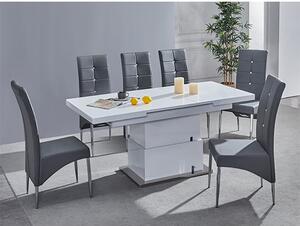 Elgin Convertible White Gloss Dining Table 6 Vesta Grey Chairs