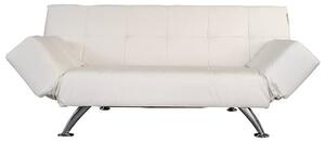 Venice Faux Leather Sofa Bed In White With Chrome Metal Legs