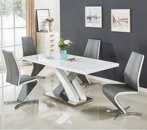 Axara Large Extending Grey Dining Table 4 Gia Grey White Chairs