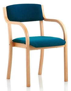 Charles Office Chair In Kingfisher And Wooden Frame With Arms
