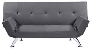 Venice Faux Leather Sofa Bed In Grey With Chrome Metal Legs