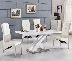 Axara Small Extending White Dining Table 4 Vesta White Chairs