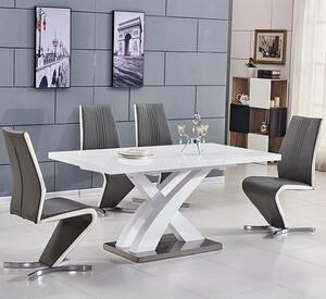 Axara Small Extending White Dining Table 4 Gia Grey White Chairs