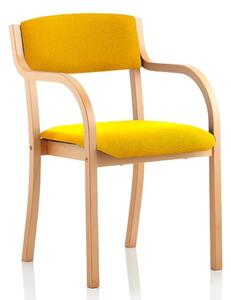 Charles Office Chair In Yellow And Wooden Frame With Arms