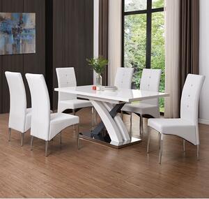 Axara Small Extending Grey Dining Table 6 Vesta White Chairs