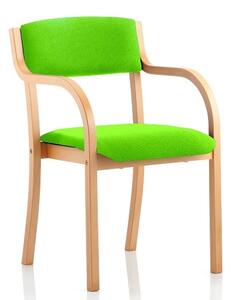 Charles Office Chair In Green And Wooden Frame With Arms