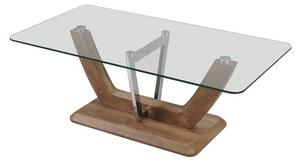 Furio Coffee Table In Clear Glass With Chrome And Wooden Base