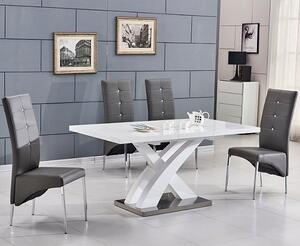 Axara Small Extending White Dining Table 4 Vesta Grey Chairs