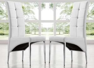 Vesta Studded White Faux Leather Dining Chairs In Pair