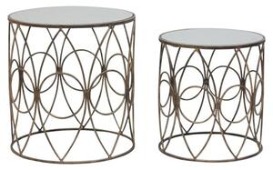 Avanto Round Glass Set of 2 Side Tables With Copper Circle Frame