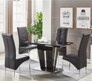 Memphis Small Black Gloss Dining Table 4 Vesta Black Chairs