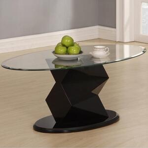 Rasida Clear Glass Coffee Table Oval With Black High Gloss Base